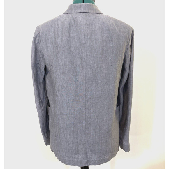 J Jill Linen Jacket XS Blue Gray Blazer Lagenlook. Slouchy Pockets.‎ Long Sleeve - Picture 4 of 9